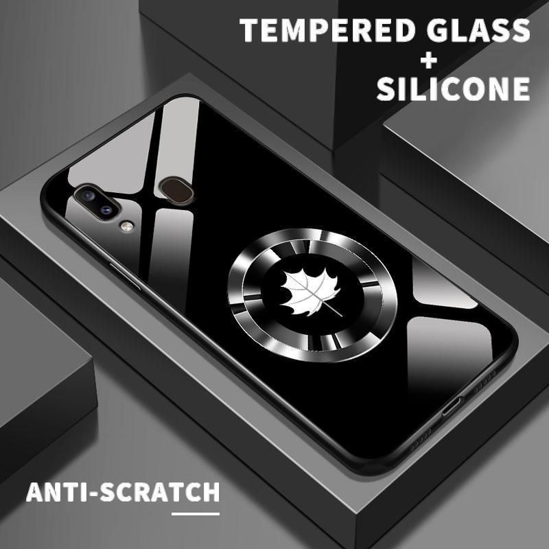 Casing For Samsung A20 A20s A21s A22 4G A22s A23 5G A24 A25 Case Kaca Tempered Silikon Artistik Daun
