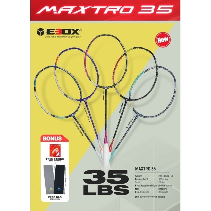Raket Badminton EBOX MAXTRO 35LBS 35 LBS ORI