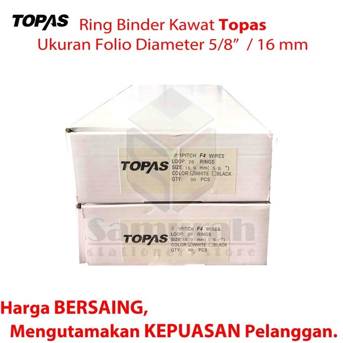

Ring Binder Kawat Topas Folio 5/8" / 16,0 mm 26 Wire Ring Binding 2:1