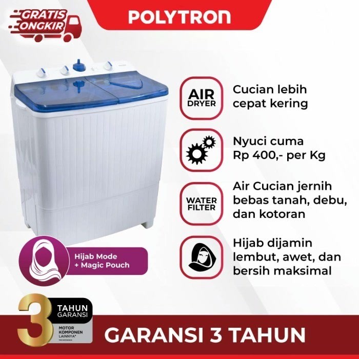 POLYTRON Mesin Cuci 2 tabung 8Kg Primadona Giant PWM 801