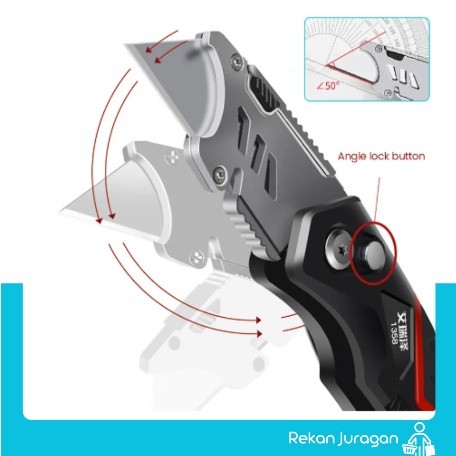 

AIRAJ Pisau Cutter Lipat Folding Utility Knife Angle Adjustable 18mm - 1358
