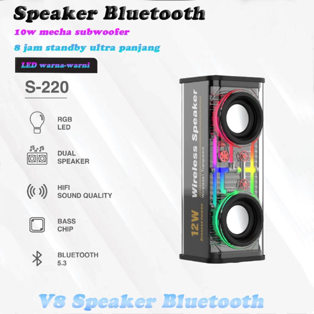 Portable V8 Boombox Wireless Stereo surround Bluetooth Speakers soundbar TWS RGB Lights Heavy Bass  