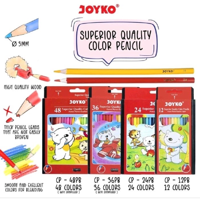 

Joyko Pensil Warna / Colour Pencil Superior Quality Grip PB - 12warna CP-12PB by Summerstore id
