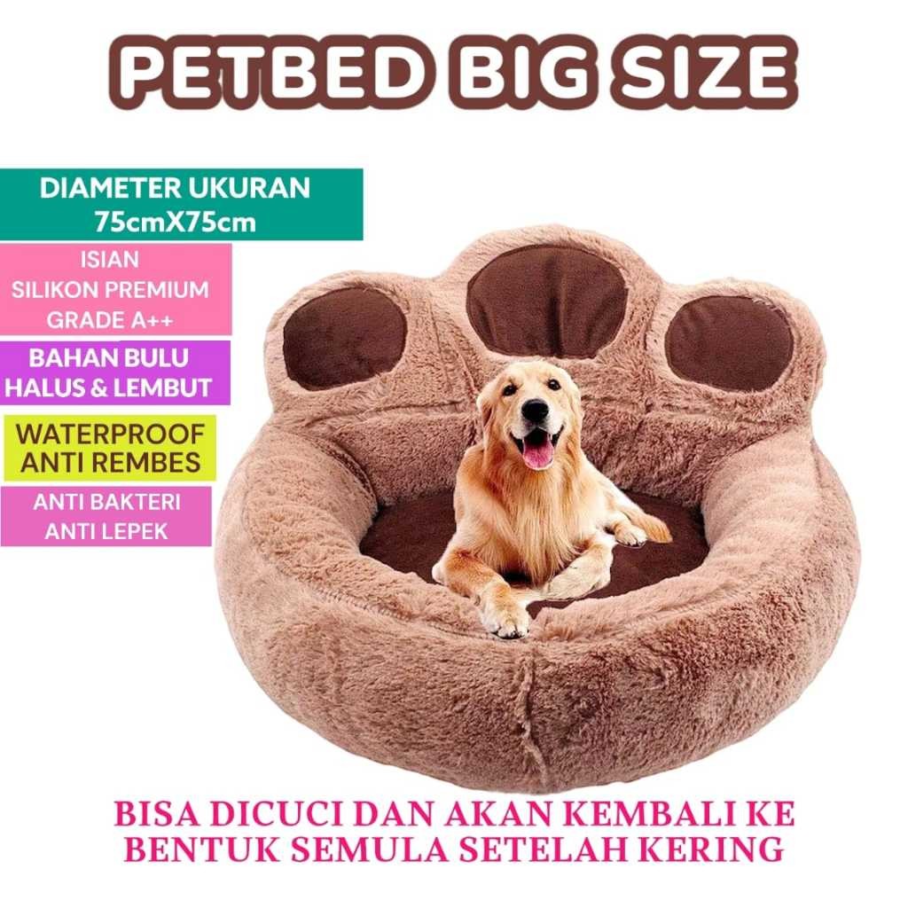 JU98Y Tempat Tidur Anjing Besar Jumbo Ukuran 75x75 Cm/Kasur Doggy/Alas Tidur Hewan/Aksesoris Hewan P