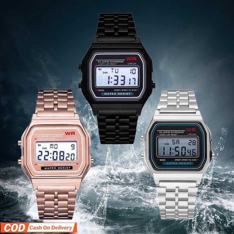 JAM TANGAN DIGITAL PRIA/WANITA CASIO KOTAK JAM TANAN STAINLESS TERBARU