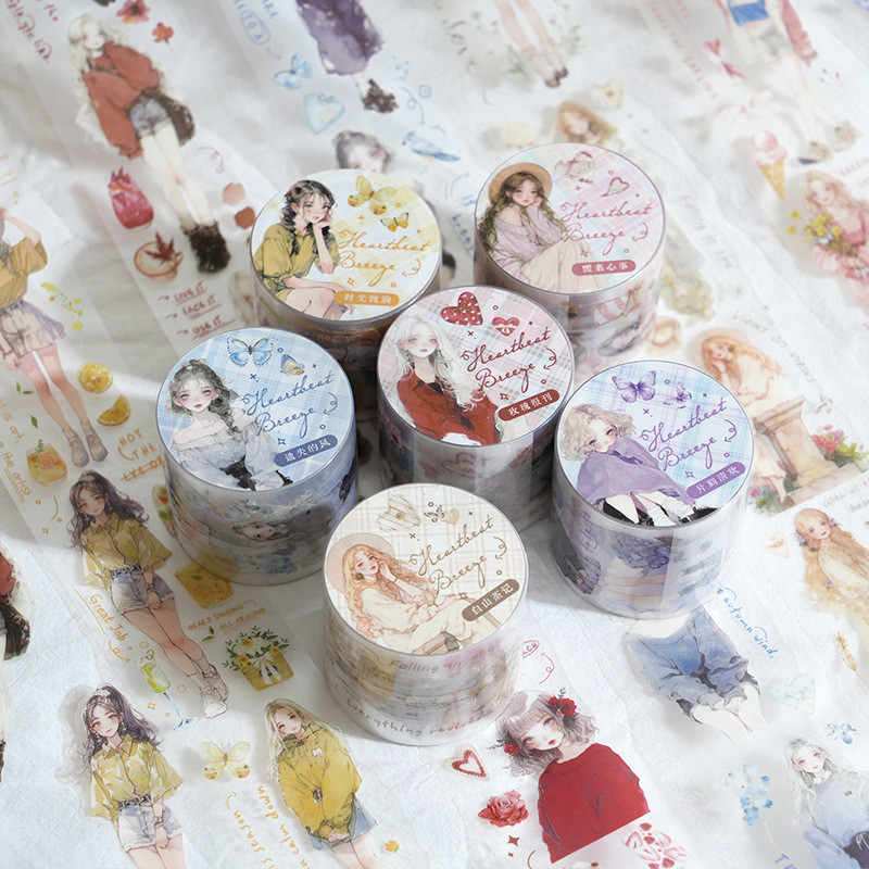 

[Gongjin] 1 Roll 2 Meter Heartbeat Breeze PET Sticker Stiker Korean Korea Chibi Cewek Korea Fashion