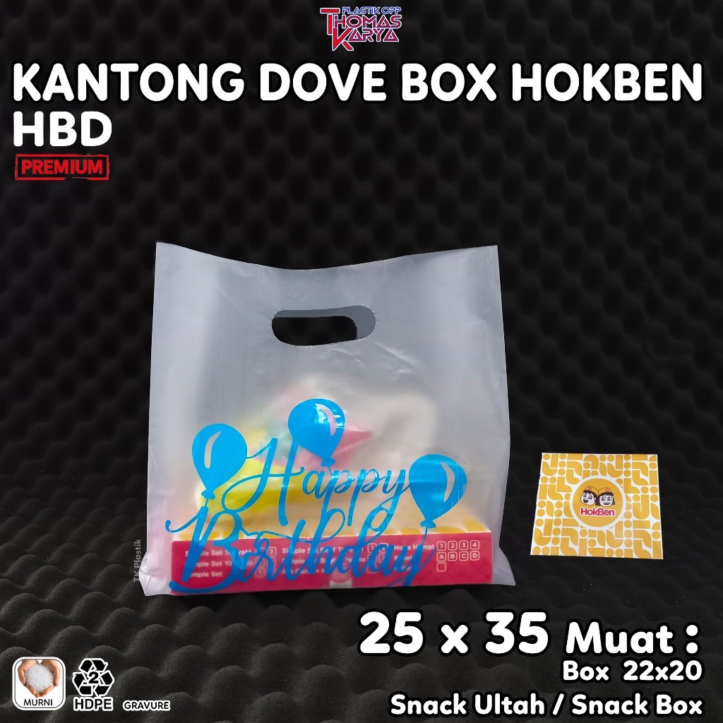 

Plastik DOVE MOTIF HBD Muat HOKBEN 22x20+Snack ULTAH /Kantong Snack Hampers Lucu Isi 50 pcs