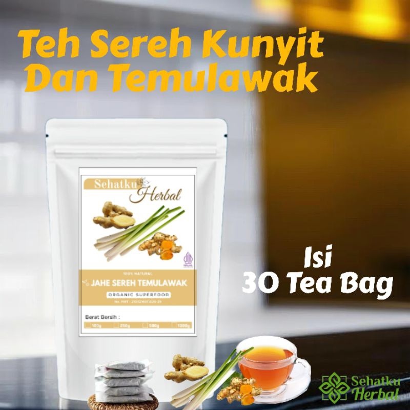 

SEHATKUHERBAL Teh Sereh Jahe Dan Temulawak : Lemonggras Ginger Curcuma tea isi 30 tea bag