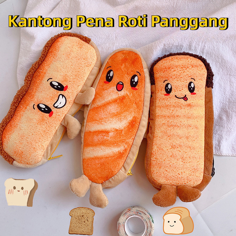 

[ COD✅ ] Tempat Pensil Roti Lucu / Male and female student stationery/Karakter Roti French Toast Roti Lucu Pensil Case/Large Capacity Student Unique Stationery