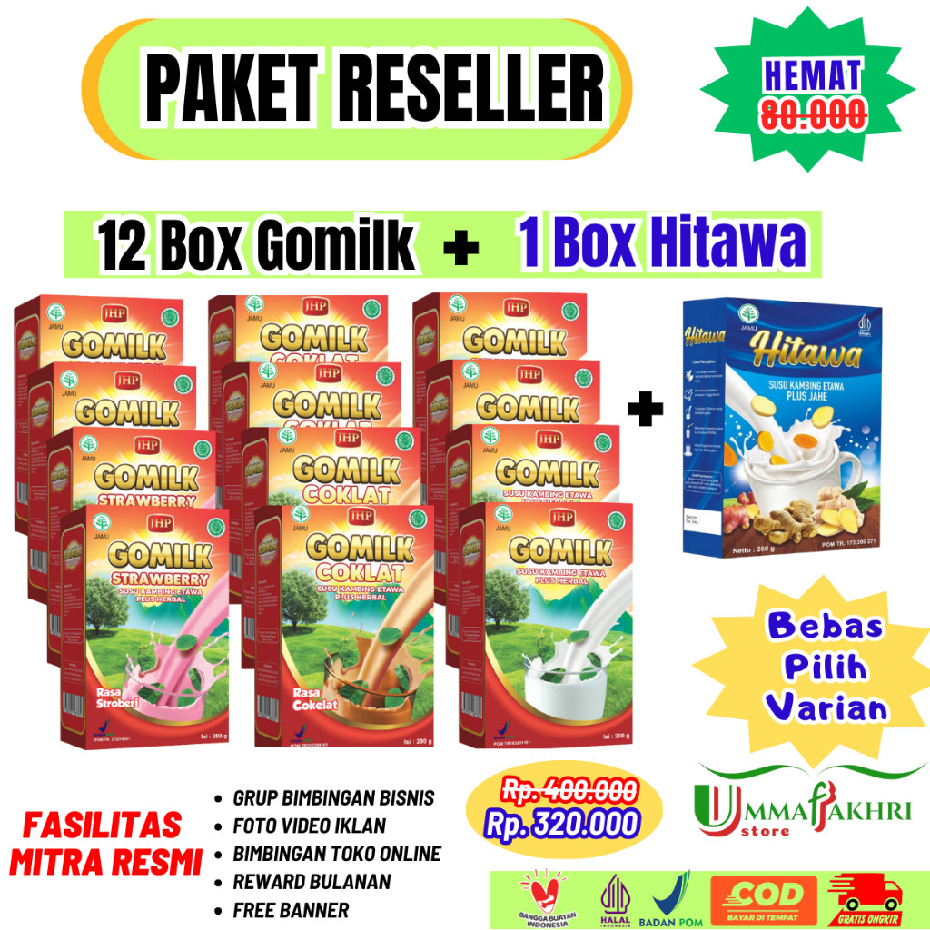 

PAKET RESELLER GOMILK Susu Kambing Etawa Plus Herbal