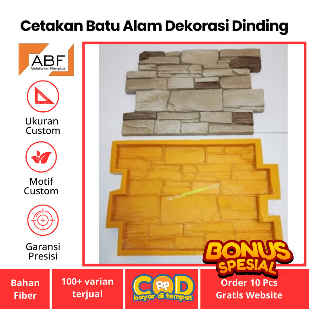 CETAKAN FIBER BATU ALAM | BATU ALAM DINDING 15x30
