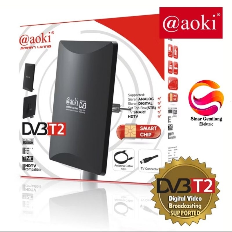 Antena 2 Tv Digital Luar Dalam Indoor Outdoor AT 3000 AT 5000 Aoki