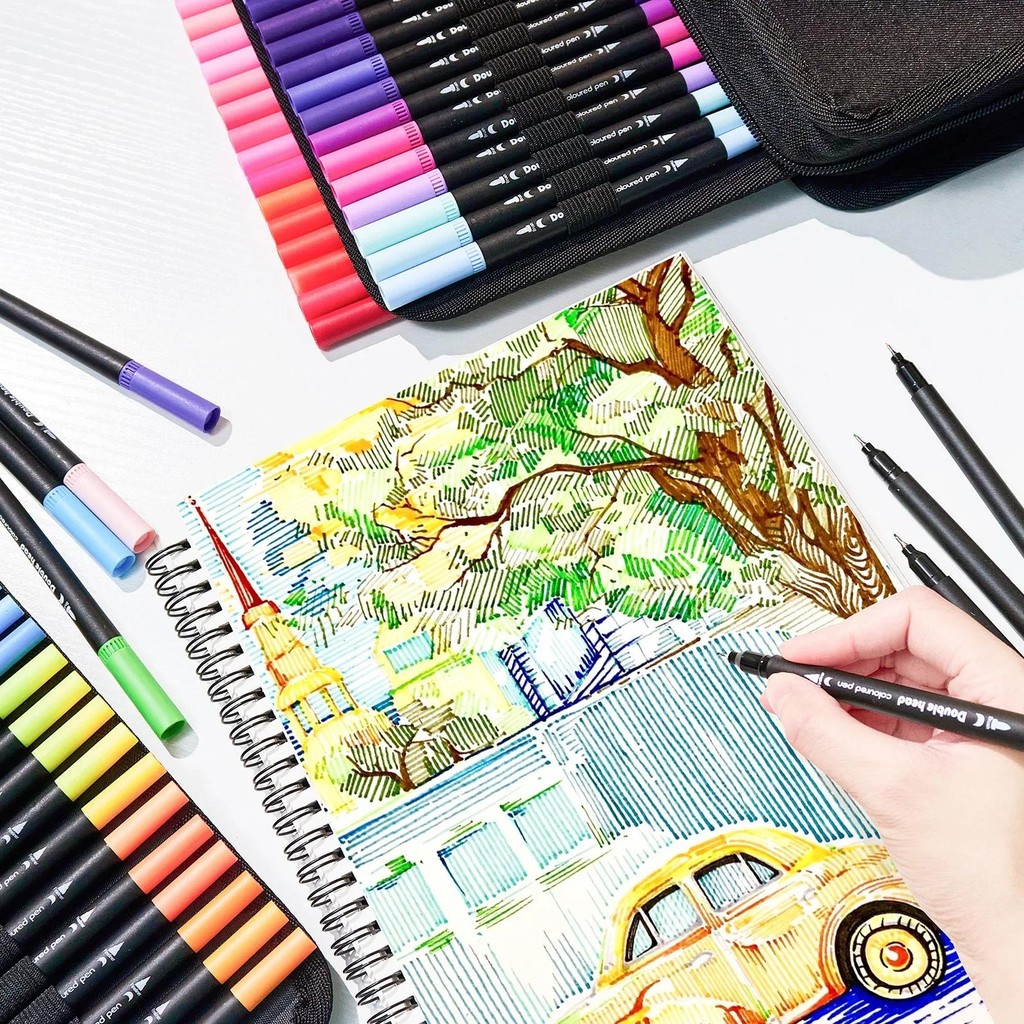 

72/100/120/168 Colors Dual Tip Brush Marker Pens Watercolour FineLiner Manga Art Accessories Art Supplies Drawing Stationery