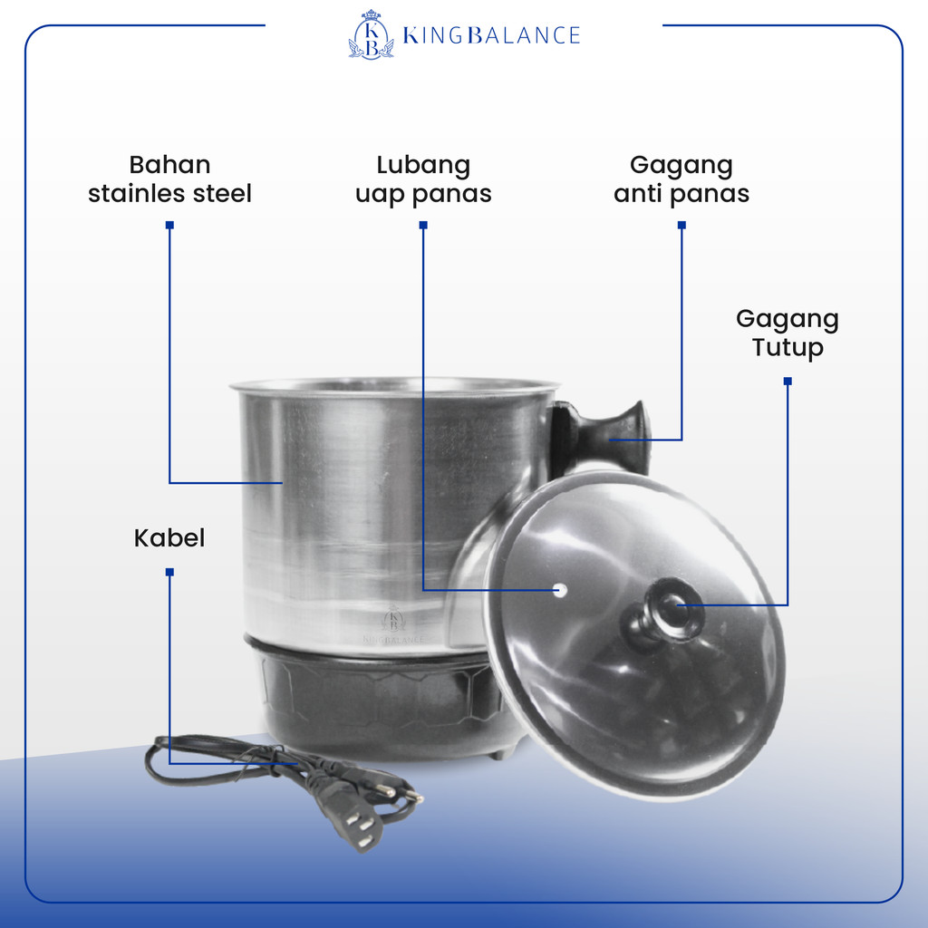 terbaru king balance teko listrik pemanas stainless steel 400 watt bpa free mug elektrik low watt