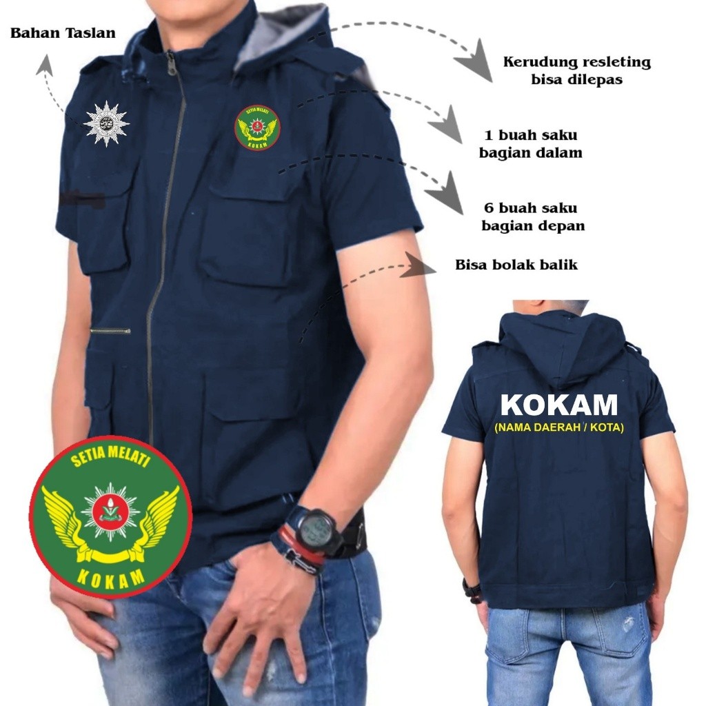TERLARISSS  Jaket Rompi Pria Kantong KOKAM MUHAMMADIYAH/ Rompi Sablon KOKAM MUHAMMADIYAH/ Rompi Kant