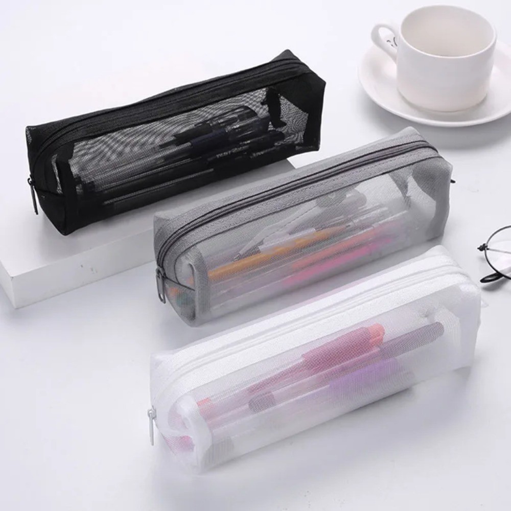 

Mesh Pencil Case Transparent Pens Pouch Cute Simple Aesthetic Bag Organizer Office School Supplies for Student Stationary