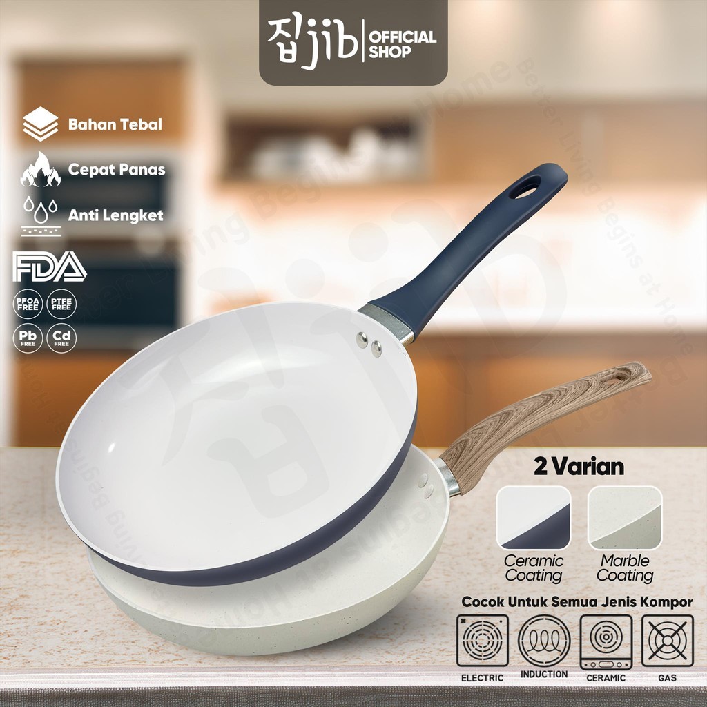 JIB Fry Pan Marble & Ceramic Coating / Wajan Anti Lengket / Frypan Marmer & Keramik / Penggorengan I