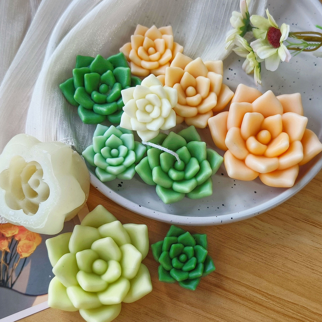 

Succulent Mold DIY Handmade Aromatherapy Candle Succulent Planter Decoration Silicone 3D Flower Soap Mold Craft