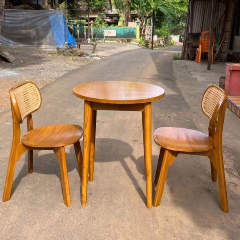 Kursi teras model kacang kayu jati,kursi teras bundar,kursi teras rotan