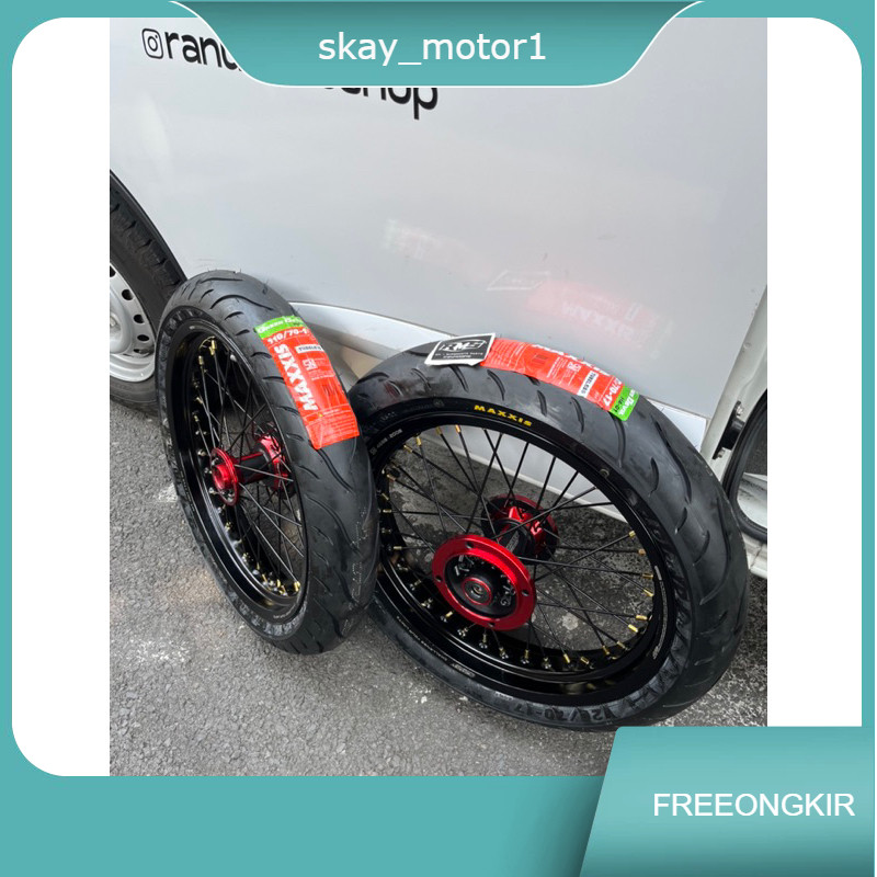 WHEELSET SUPERMOTO KAWASAKI KLX TROMOL XBREAK SCARLET VELG SCARLET EXPEDITION BAN SET KLX