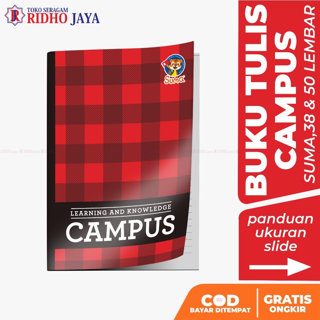 

RIDHO JAYA SUMA [1 pack = 10 Pcs] Buku Tulis Campus Boxy Suma 50 Lembar ( Pak 10 Buku ) ORIGINAL