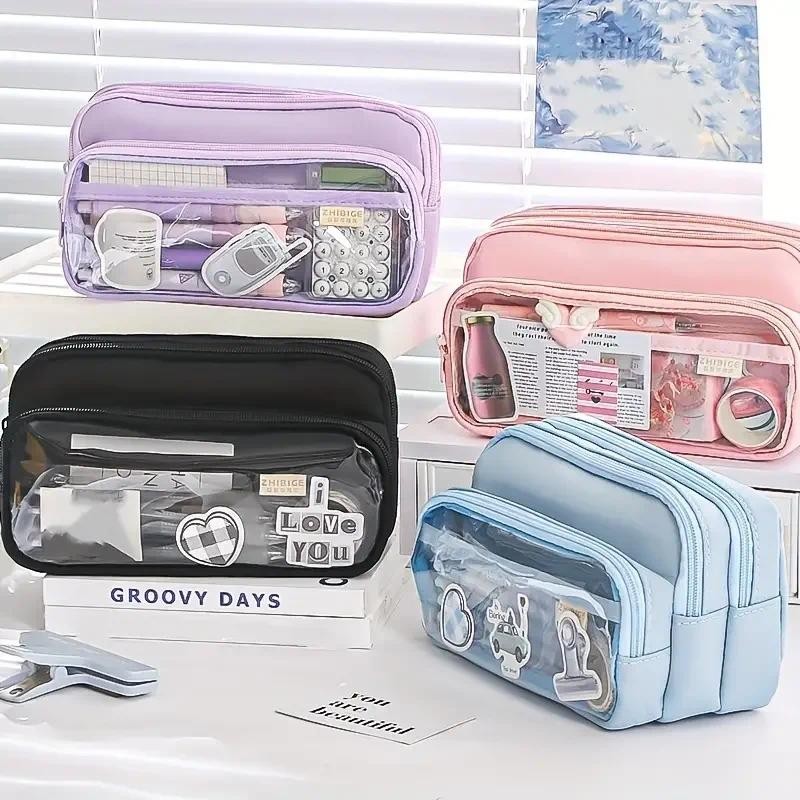 

New Large Capacity Pencil Case Stationery Pen Bag Beauty Bag Portable Cosmetic Storage Bag Back to School Student Supplies