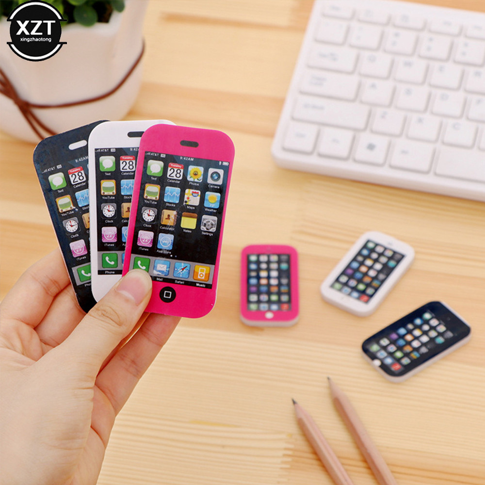 

1pcs Cartoon iPhone modeling Students Pen Shape Eraser Rubber Stationery Kid Toy School Supplies Office Series Prize Wholesale