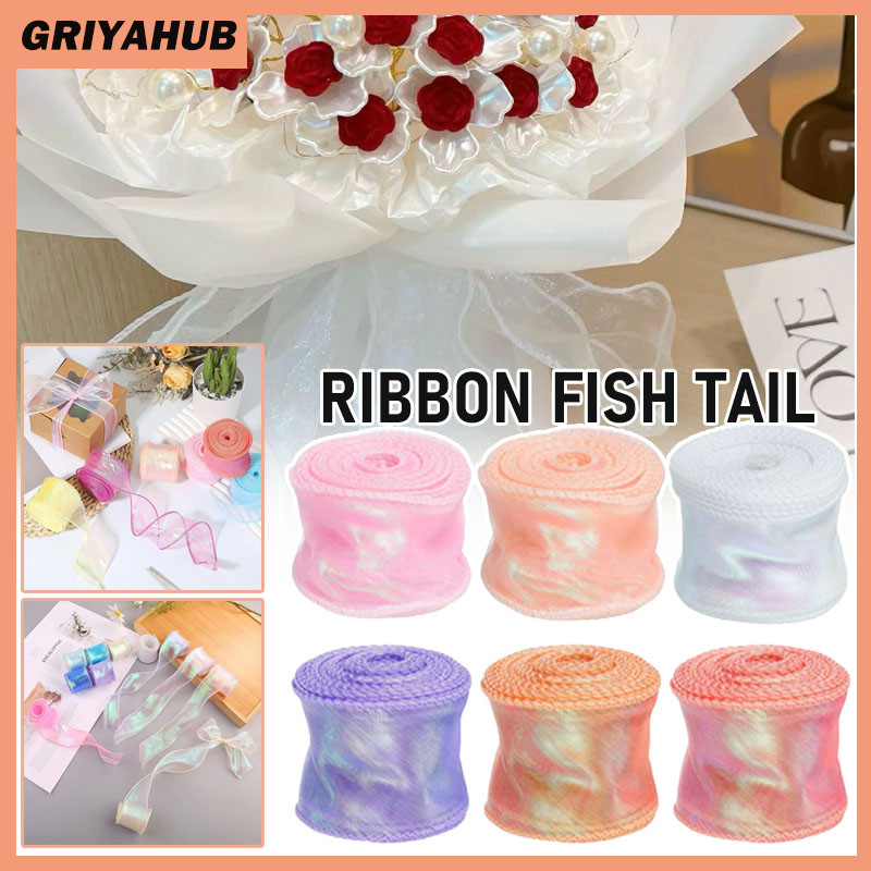 

9.14mX4cm Meter Pita Hologram/Pita Kado Buket Flower Wrapping/Wave Ribbon/Ribbon Fish Tail