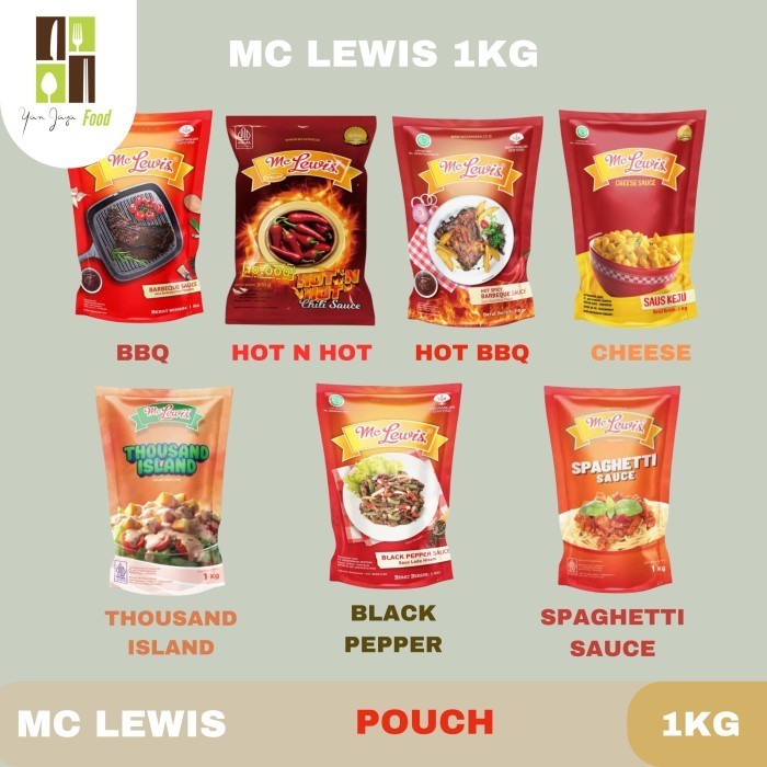 

Mc Lewis Saus BBQ / Barbeque / Thousand Island / Black Pepper / Lada Hitam / Cheese / Saus Keju / Hot n Hot / BBQ Hot / Spaghetti Sauce / Spageti / 1kg
