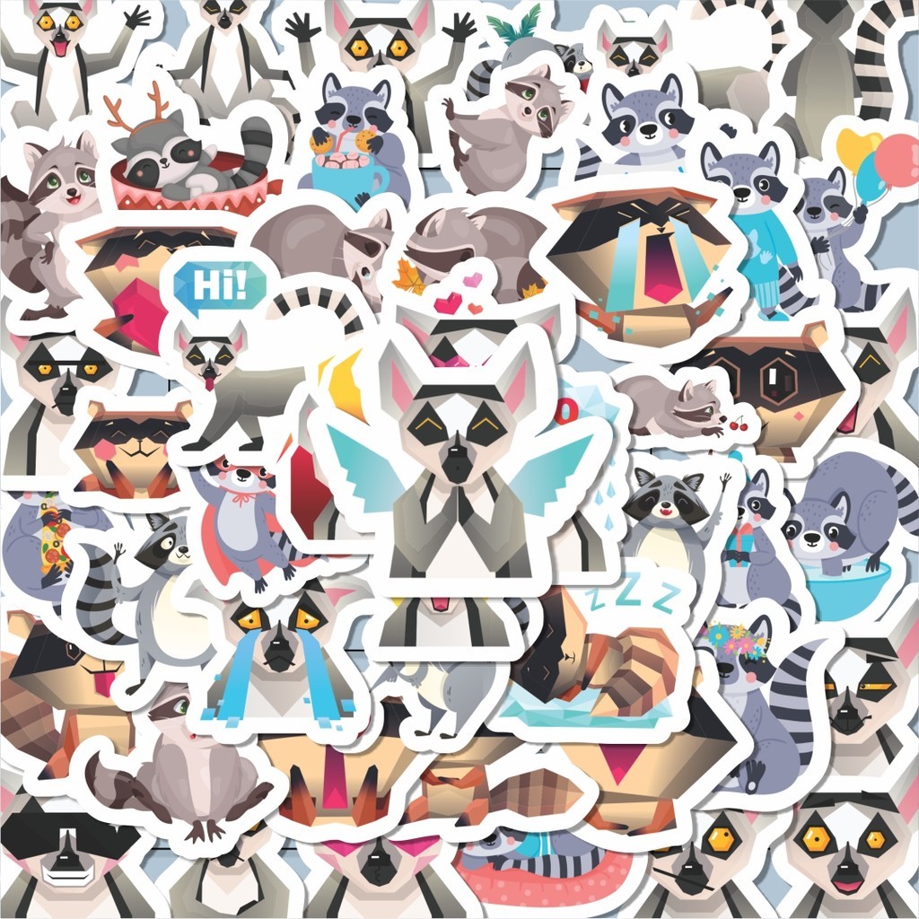 

100PCS Lucu Sticker Hewan Rakun Lucu Anti Air Stikers Berperekat Waterproof Sticker Decal Buat Motor Helm Buku Journal Koper Casing HP Laptop Botol Minum