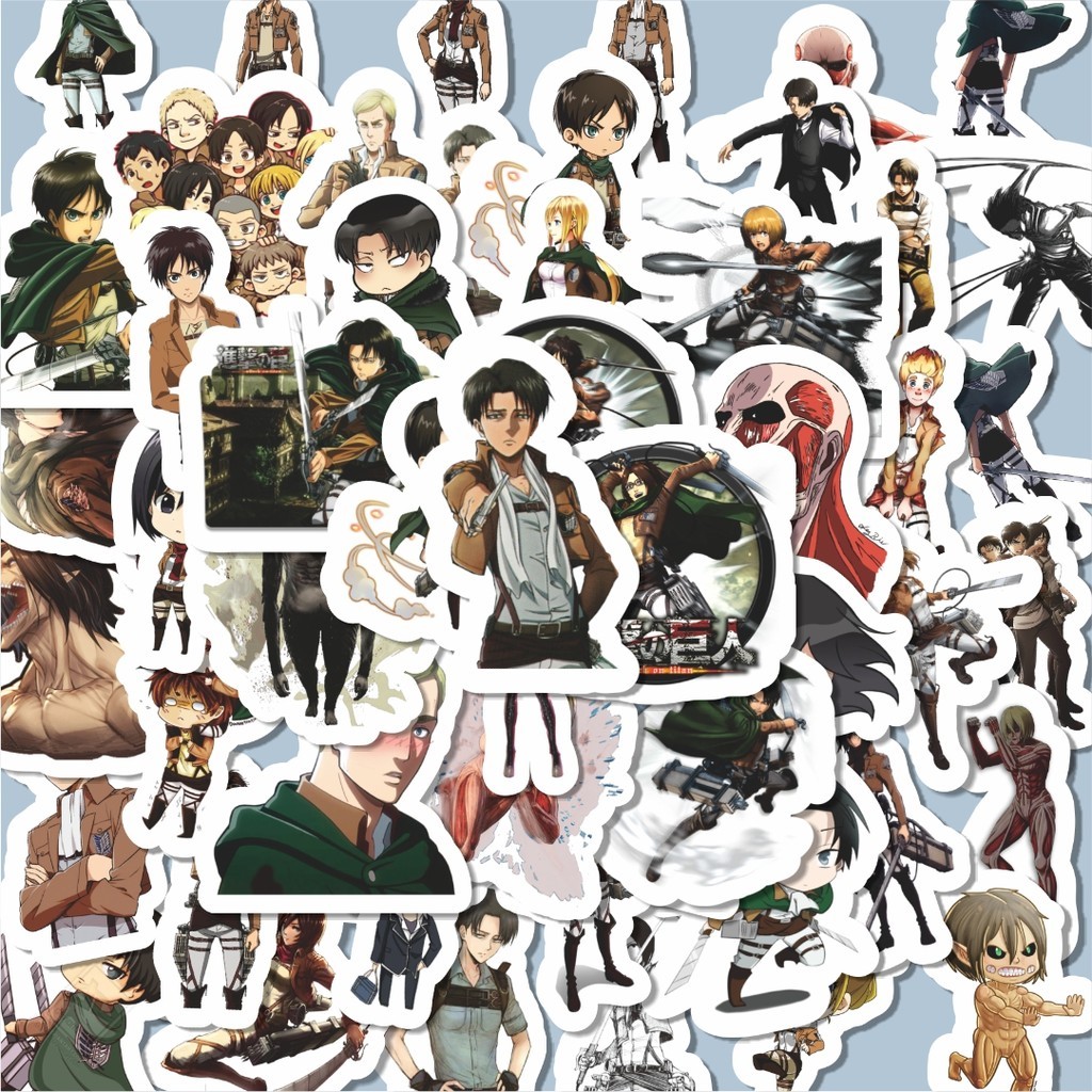 

100PCS Lucu Sticker Anime Attack On Titan Stiker Aesthetic Stiker Anti Air Stikers Berperekat Waterproof sticker decal buat Motor Helm Buku Journal Koper Casing HP Laptop Botol Minum Hadiah anak