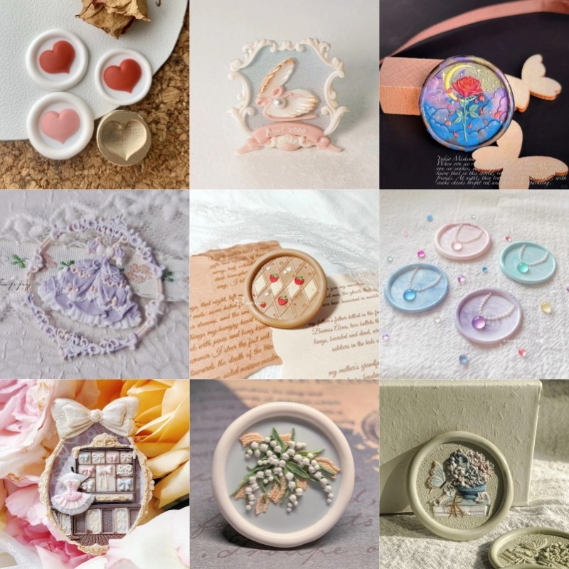 

New Stamp Head Lacquered Seal Butterfly Rose Seal Head Girl'S Heartache Multi-Layered Relief Copper Head Envelope Seal