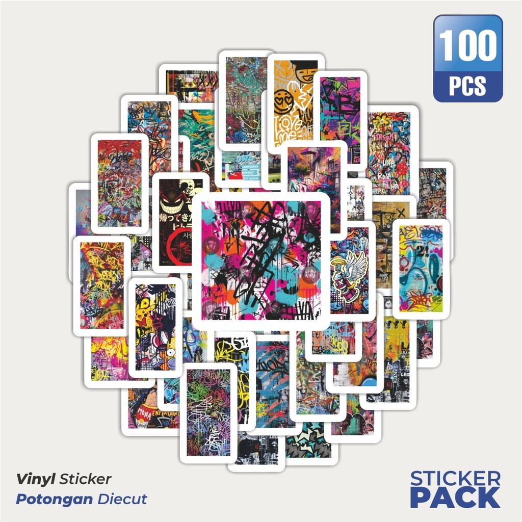 

MURAH 100 PCS Stiker Seni Abstrak Waterproof Aesthetic- Untuk Laptop, Motor, dan Helm - Paper Stationery Pack