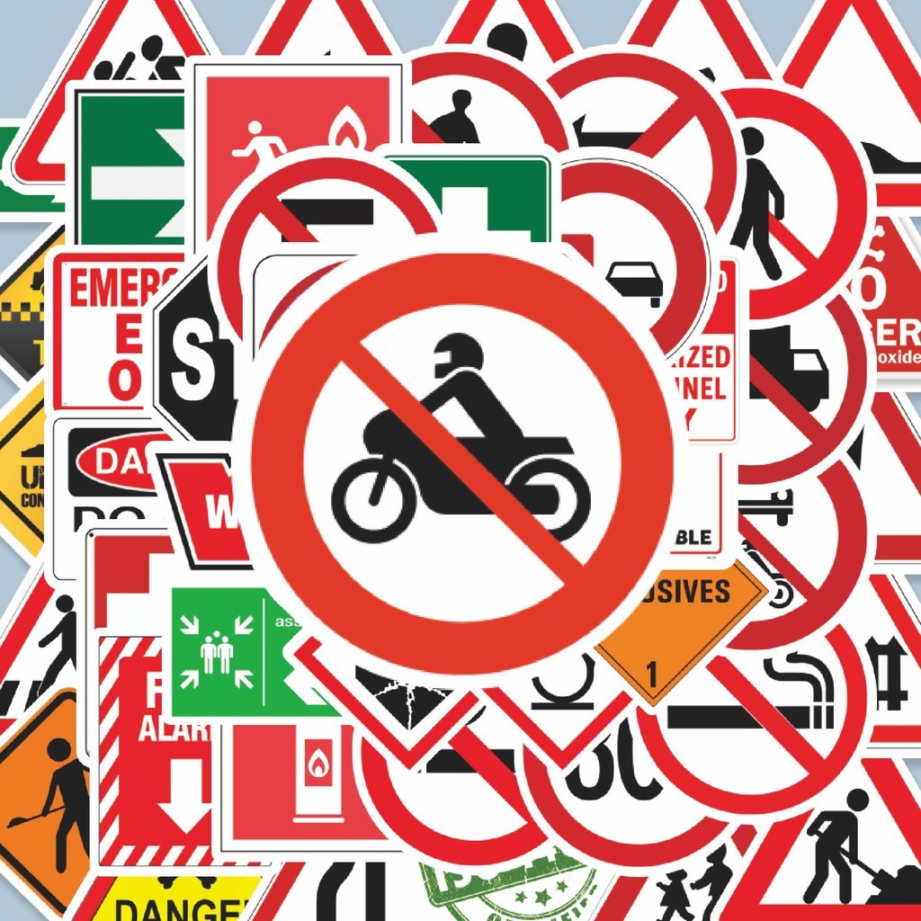 

100PCS Lucu Stiker Keselamatan & Simbol Operasional Stiker Aesthetic Stiker Anti Air Stikers Berperekat Waterproof sticker decal buat Motor Helm Buku Journal Koper Casing HP Laptop Botol Minum Hadiah anak