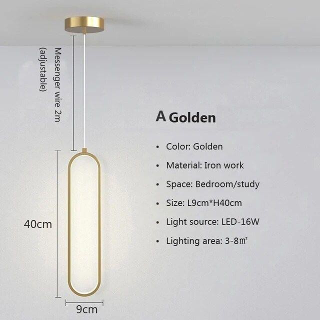 ML5678 Lampu gantung LED minimalis Modern lampu kamar tidur - 1 Lampu Gold