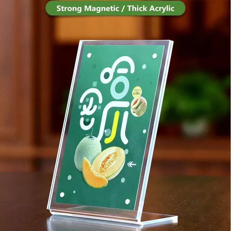 

L Shape A5 Magnetic Advertising Poster Frame Display Stand Acrylic Table Desk Menu Card Price Label Tag Holder Stand
