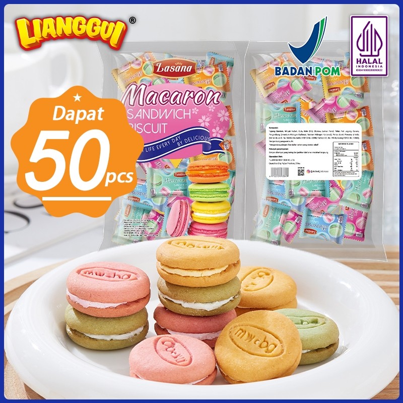 

Lianggui Biskuit Macaron Isi HALAL - Matcha Stroberi Lemon Cemilan Anak Kantor Snack Viral Renyah