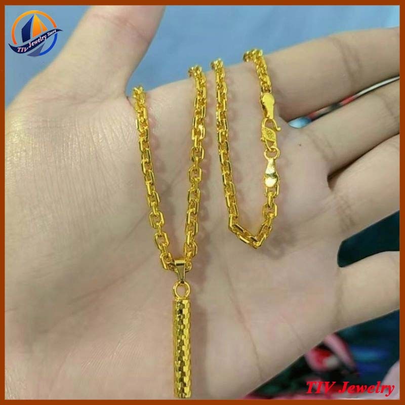 promo....kalung rantai dan liontin emas asli 24k 17,7 anti karat dapat surat toko free dompet