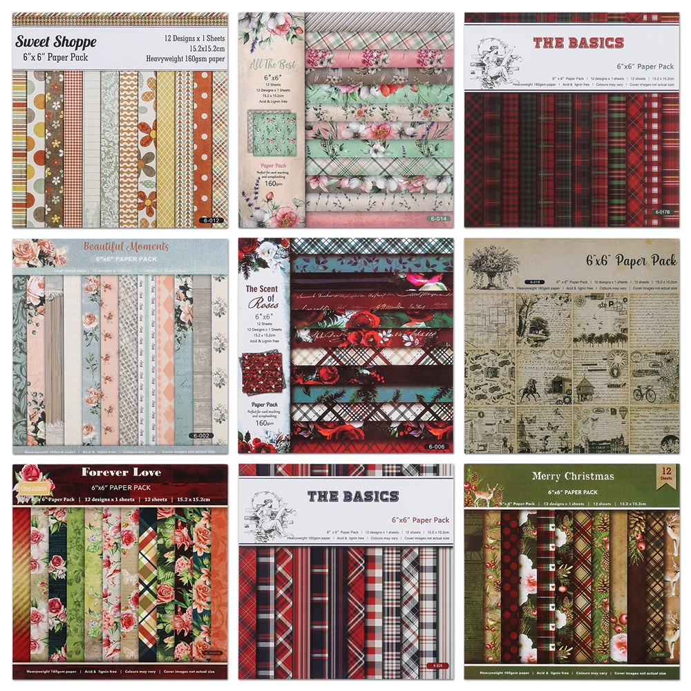 

12Sheets Vintage Background Printed Scrapbooking Background Paper Pads Retro Junk Journal Paper Pack Art Handmade Craft 6X6Inch