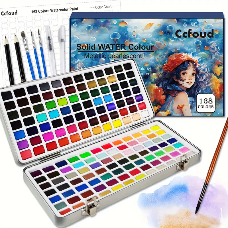 

Watercolor Paint with Brushes, Professional Palette,Vibrant Travel Art Kit for Adults and Artists, Watercolor Painting Supplies
