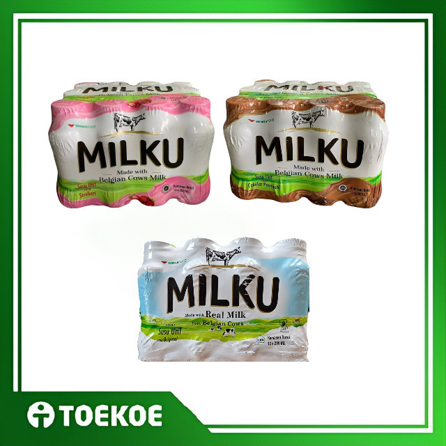 

TOEKOE Milku Susu Botol Original Strawberry Coklat 200ml 1 Dus [Isi 12pcs]