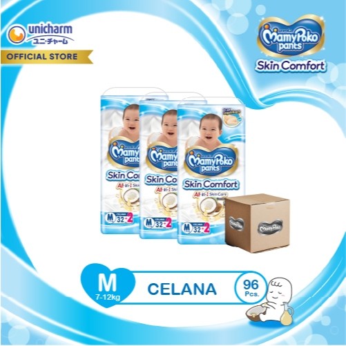 

MamyPoko Pants Skin Comfort M 32 - Popok Bayi - 3 Packs