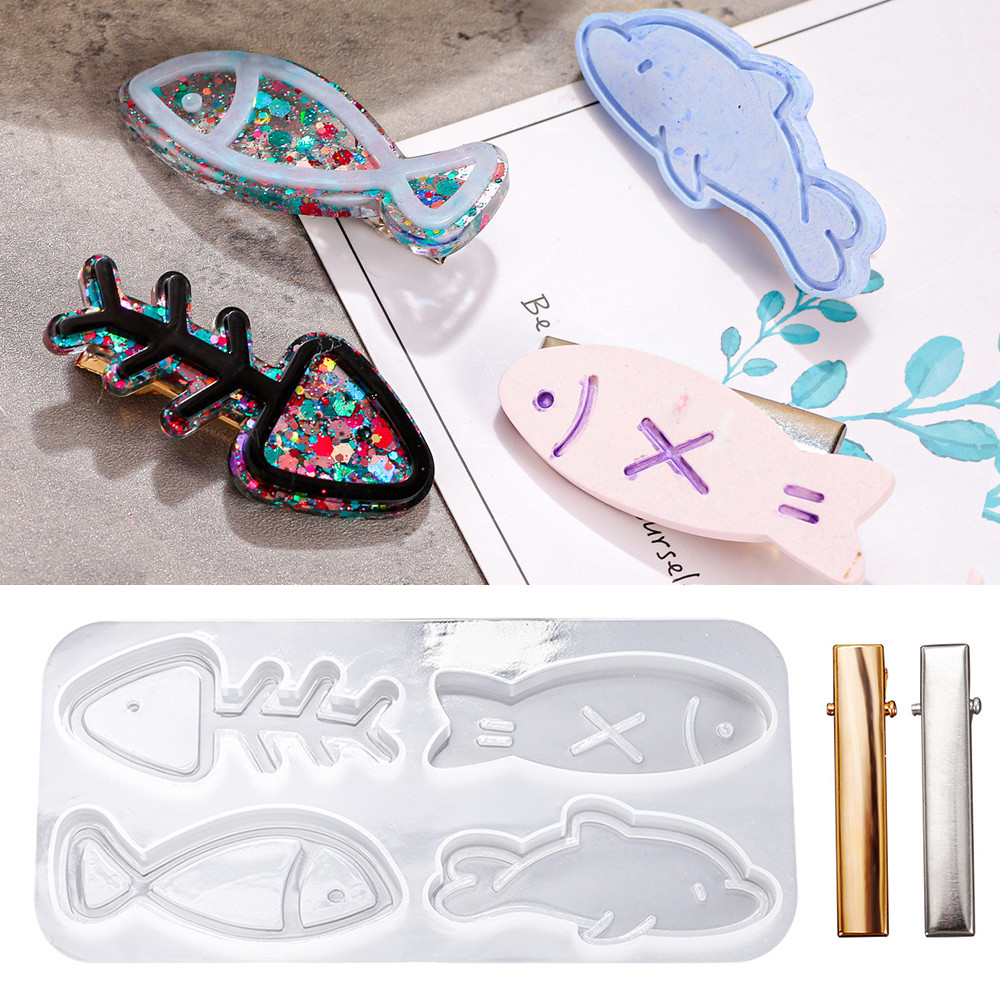 

Hairpin Silicone Molds Metal Fish Hair Clips Epoxy Resin Casting Mold For DIY Resin Barrettes Crafts Jewelry Making Accessorires