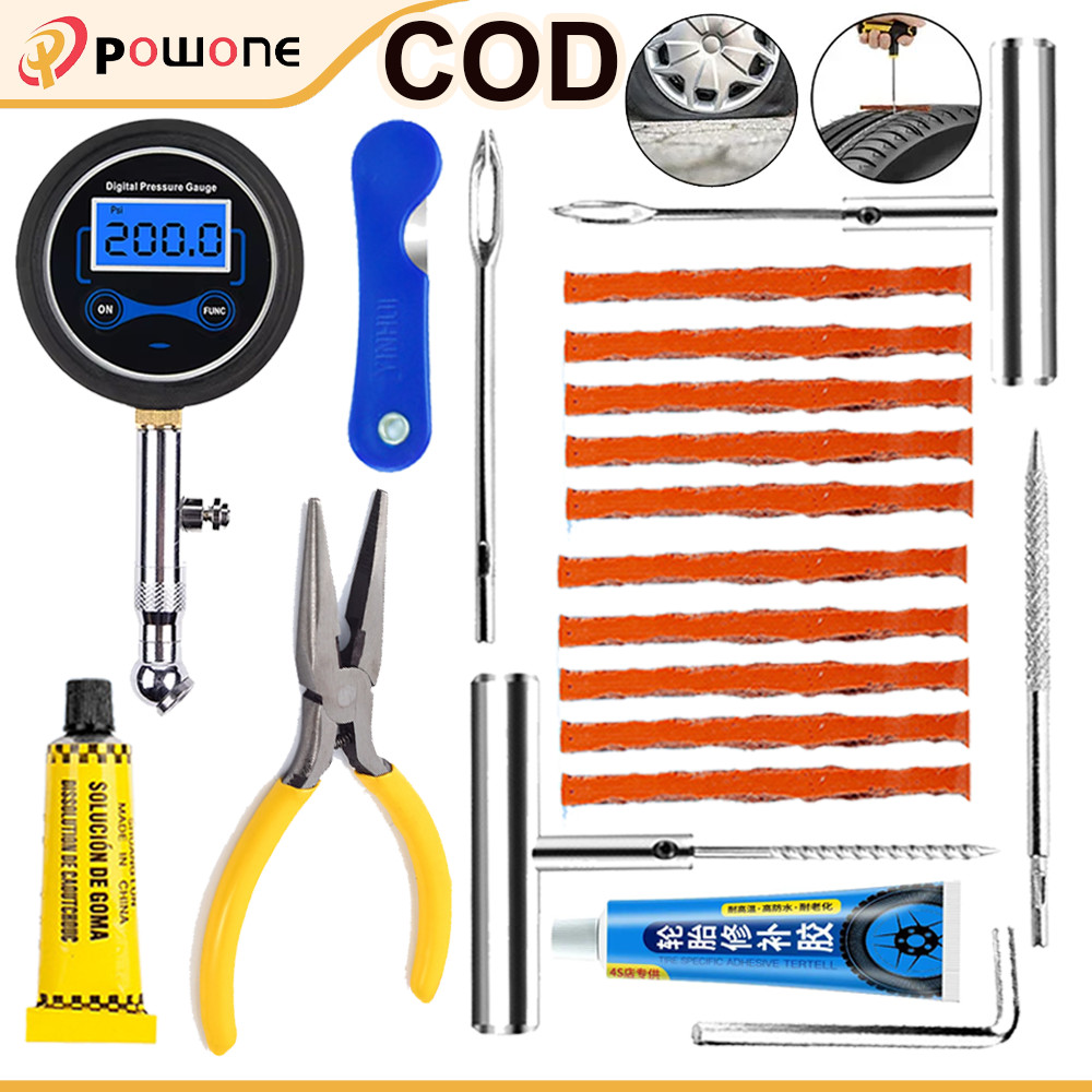 Kit Perbaikan Ban Logam Alat Perbaikan Ban Mobil Alat Perbaikan Ban Sepeda Motor Tusukan Steker Akse