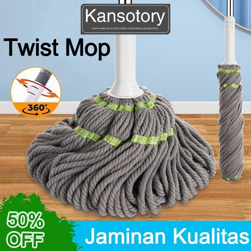 Alat Kain Lap Pel Mop Mikrofiber 360° Lantai Alat Pel Lantai Mop Dapur Pel Lantai Praktis Peras Tari