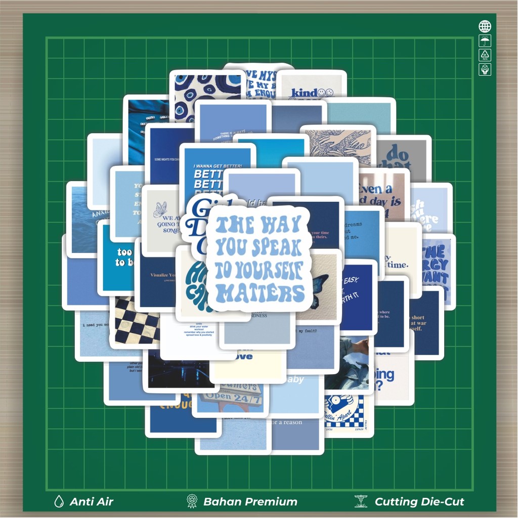 

HOT 50 PCS STIKER Stiker INS Blue Stiker Dekorasi Lucu Kreatif untuk Notebook, Skateboard, HP