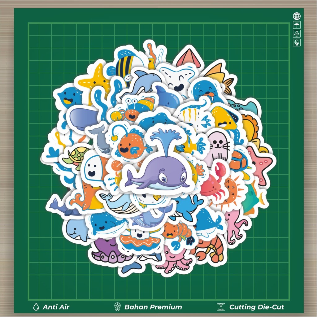 

HOT 50 PCS STIKER Stiker Cartoon Marine Animal Baby [Kartun Bayi Hewan Laut] Dekorasi Lucu Kreatif untuk Notebook, Skateboard, HP
