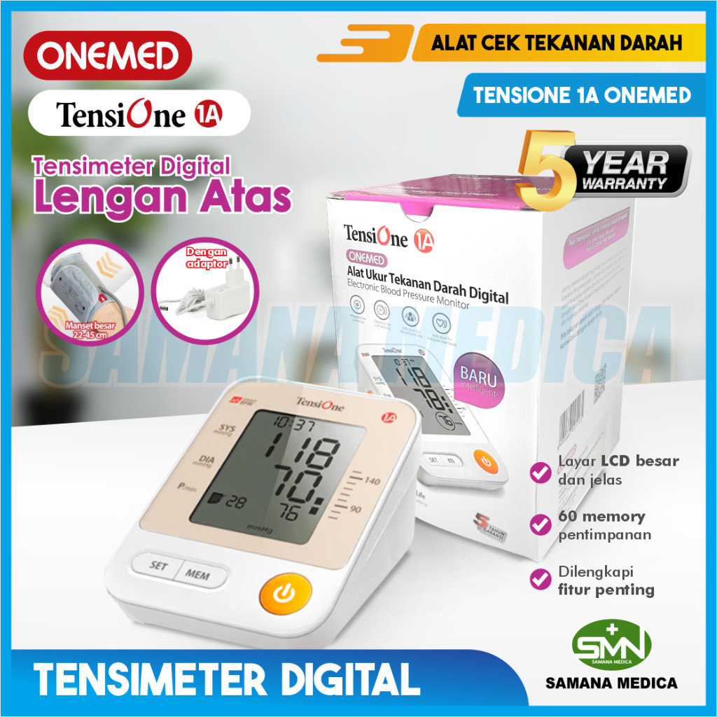 Tensimeter TensiOne Alat Ukur Tekanan Darah TANPA SUARA Digital TensiOne 1A ONEMED Promo Murah TENSI