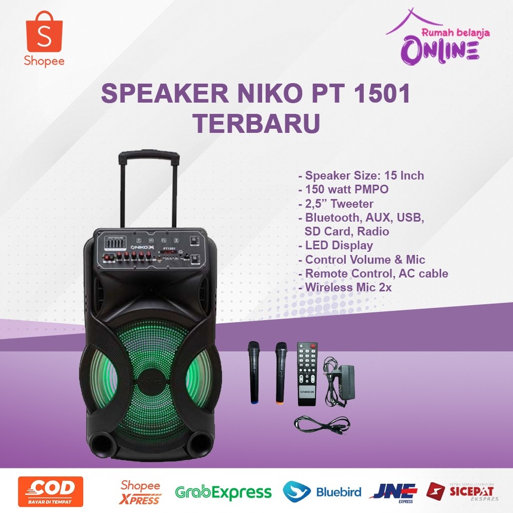 NIKO SPEAKER  PT 1501 SPEAKER BLUETOOTH SPEAKER NIKO 15 INC SPEAKER NIKO MURAH