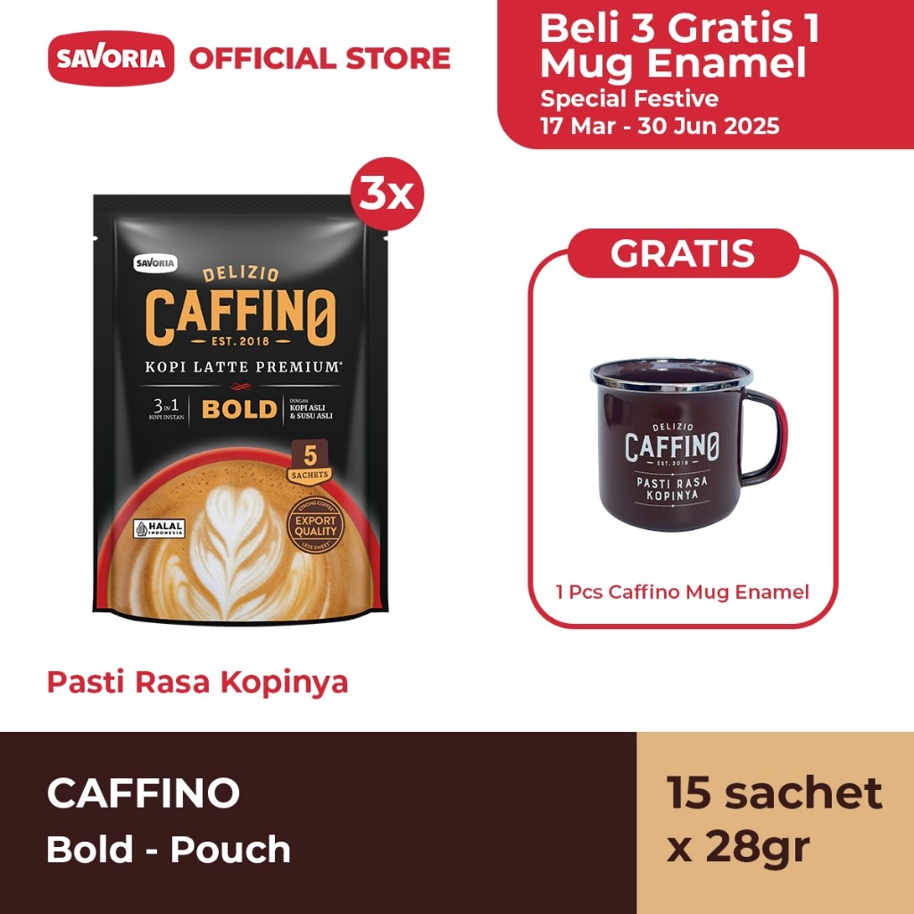 

Ready Caffino Bold Pouch - 15 Sachet x 28g Gratis Mug Enamel